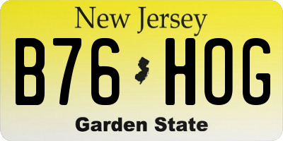 NJ license plate B76HOG