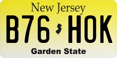 NJ license plate B76HOK