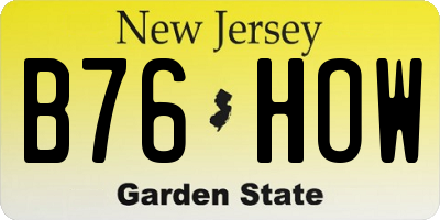 NJ license plate B76HOW