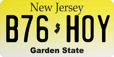 NJ license plate B76HOY