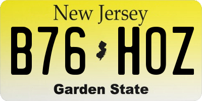 NJ license plate B76HOZ
