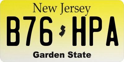 NJ license plate B76HPA