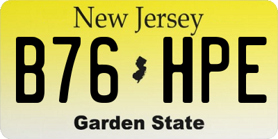 NJ license plate B76HPE