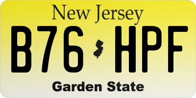 NJ license plate B76HPF