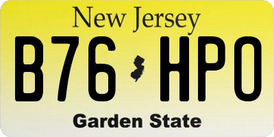 NJ license plate B76HPO