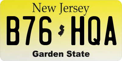 NJ license plate B76HQA