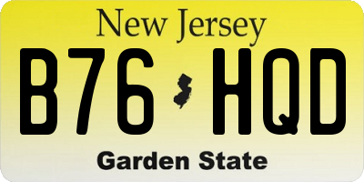 NJ license plate B76HQD