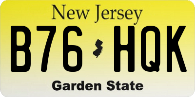 NJ license plate B76HQK