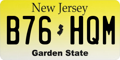 NJ license plate B76HQM