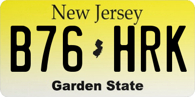 NJ license plate B76HRK