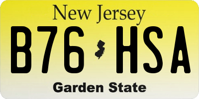 NJ license plate B76HSA