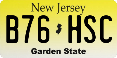 NJ license plate B76HSC