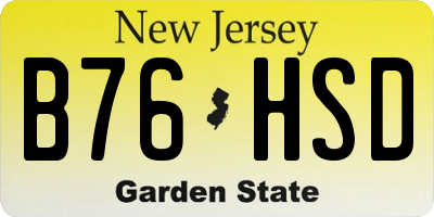 NJ license plate B76HSD