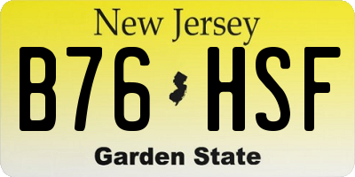 NJ license plate B76HSF