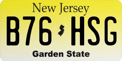 NJ license plate B76HSG