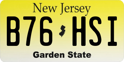 NJ license plate B76HSI