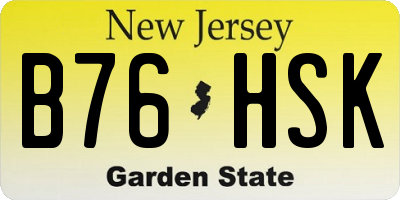 NJ license plate B76HSK