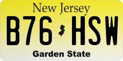 NJ license plate B76HSW