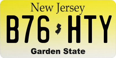 NJ license plate B76HTY