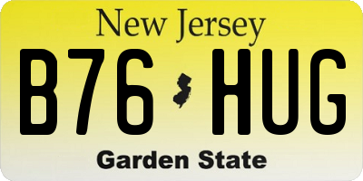 NJ license plate B76HUG