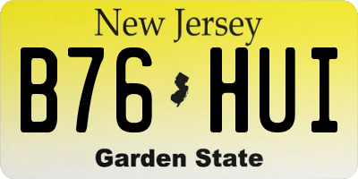 NJ license plate B76HUI
