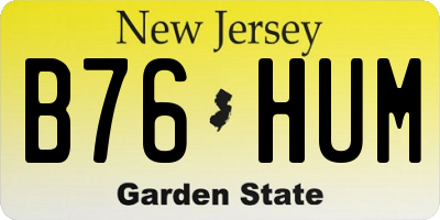 NJ license plate B76HUM