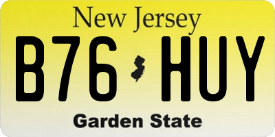 NJ license plate B76HUY