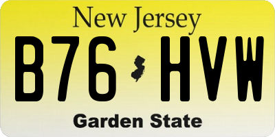 NJ license plate B76HVW