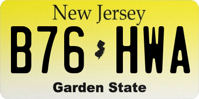 NJ license plate B76HWA