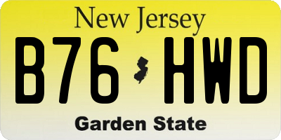 NJ license plate B76HWD
