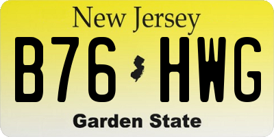 NJ license plate B76HWG