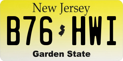NJ license plate B76HWI