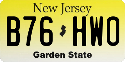 NJ license plate B76HWO