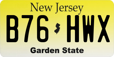NJ license plate B76HWX