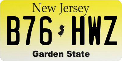 NJ license plate B76HWZ