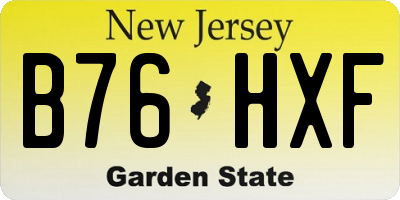 NJ license plate B76HXF