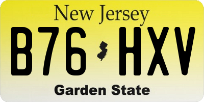 NJ license plate B76HXV