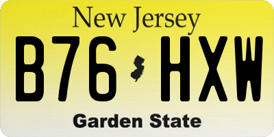 NJ license plate B76HXW