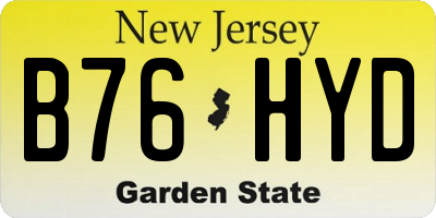NJ license plate B76HYD