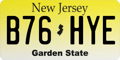 NJ license plate B76HYE