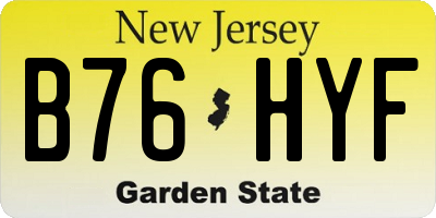 NJ license plate B76HYF