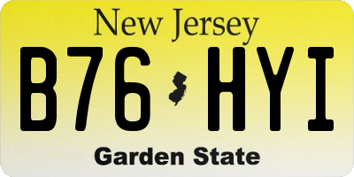 NJ license plate B76HYI