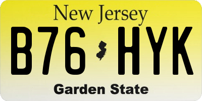 NJ license plate B76HYK