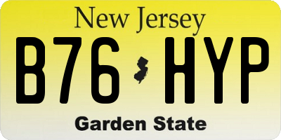 NJ license plate B76HYP