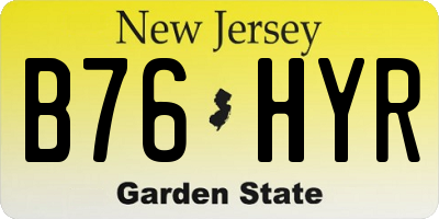 NJ license plate B76HYR