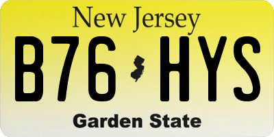 NJ license plate B76HYS