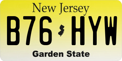 NJ license plate B76HYW