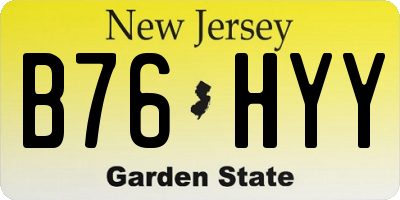 NJ license plate B76HYY