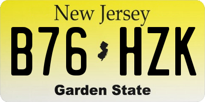 NJ license plate B76HZK