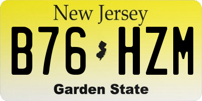 NJ license plate B76HZM